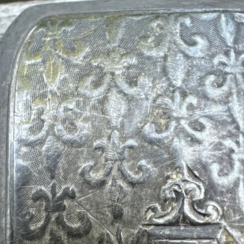 Vtg Art Deco WADSWORTH Quality Flour De Lis Sterling Silver Belt Buckle Monogram